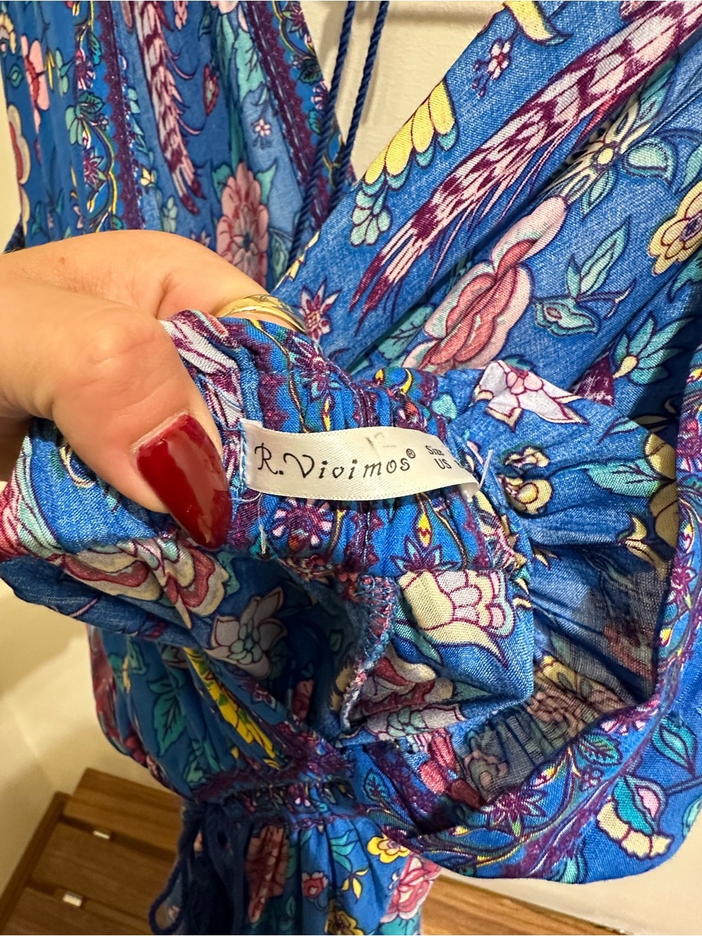 Vivid Blue Floral Tie-Back Maxi Dress - Picture 4 of 6